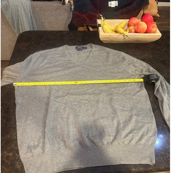 Polo Ralph Lauren Men XXL Gray Pima Cotton V-Neck Sweater Heather Grey Knit - Picture 2 of 7